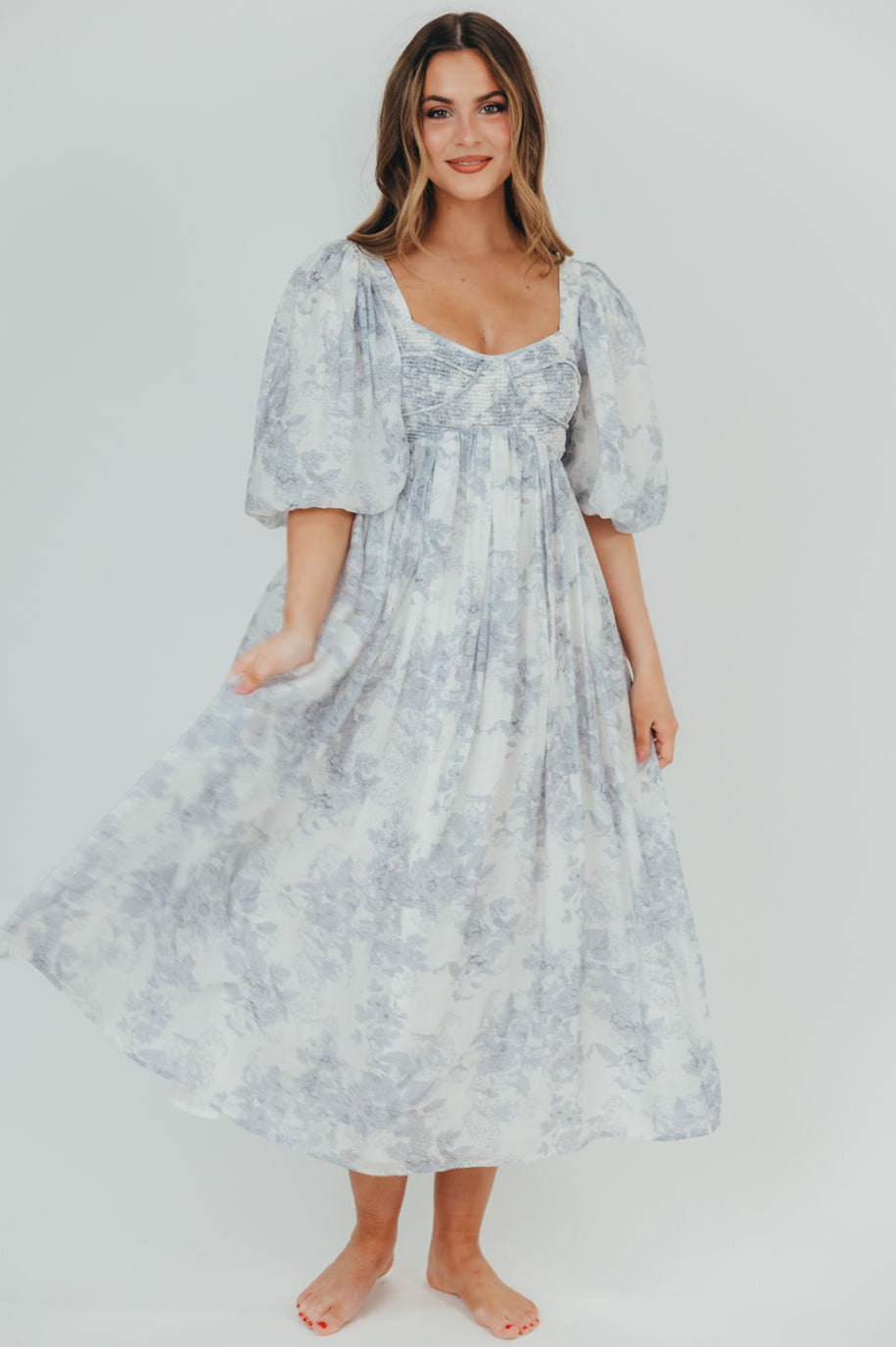 Harlow Maxi Dress in Light Blue Floral - Bump Friendly and Size Inclusive