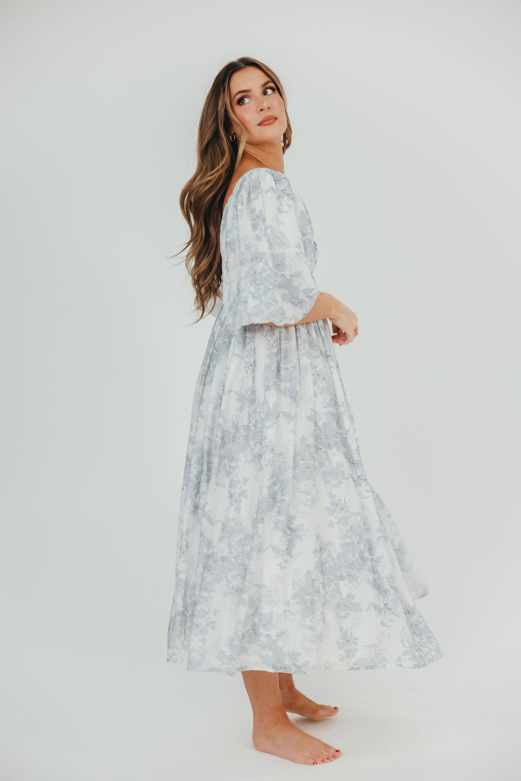 Harlow Maxi Dress in Light Blue Floral - Bump Friendly and Size Inclusive