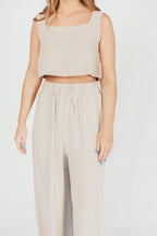 Christy Linen-Blend Sleeveless Cropped Top in Sand *Final-Sale*