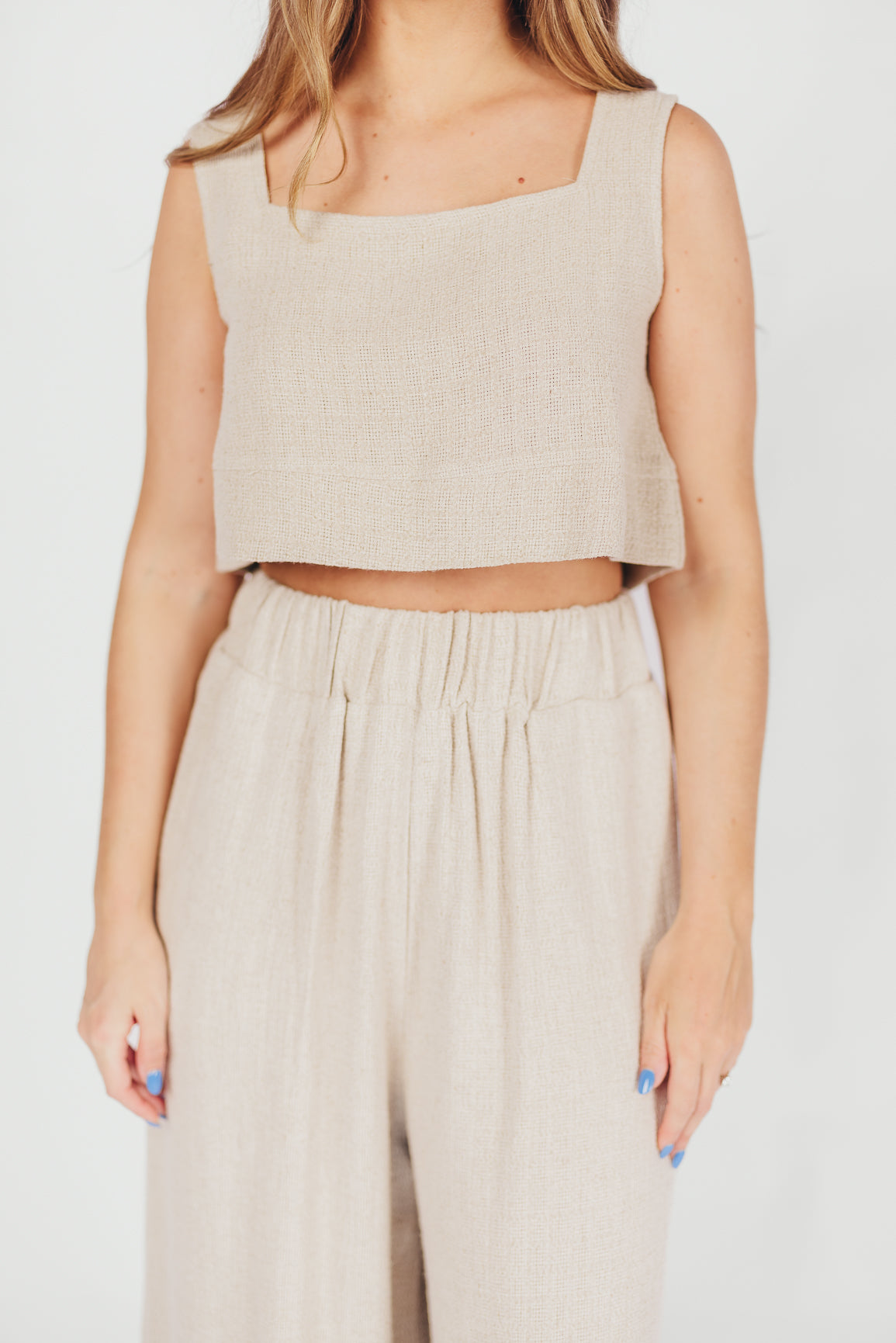 Christy Linen-Blend Sleeveless Cropped Top in Sand *Final-Sale*
