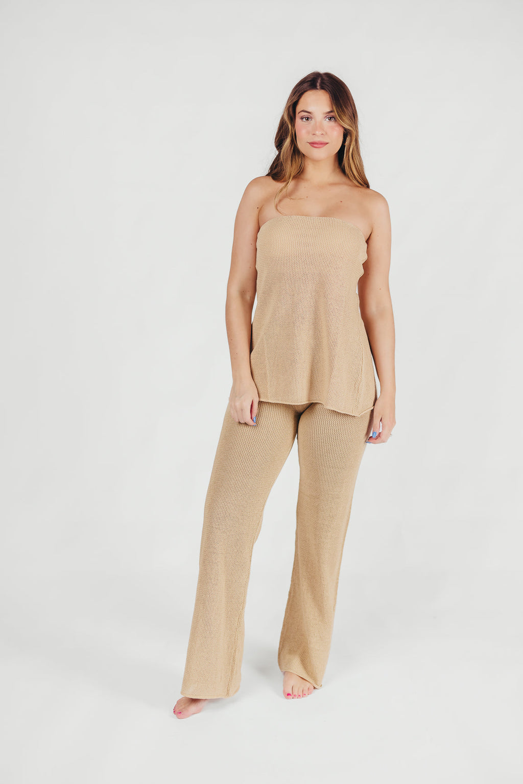 Brielle Crochet Knit Pant in Sand (No Lining) *Final-Sale*