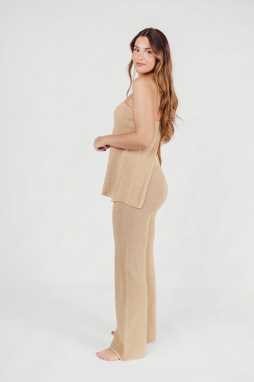 Brielle Crochet Knit Pant in Sand (No Lining) *Final-Sale*