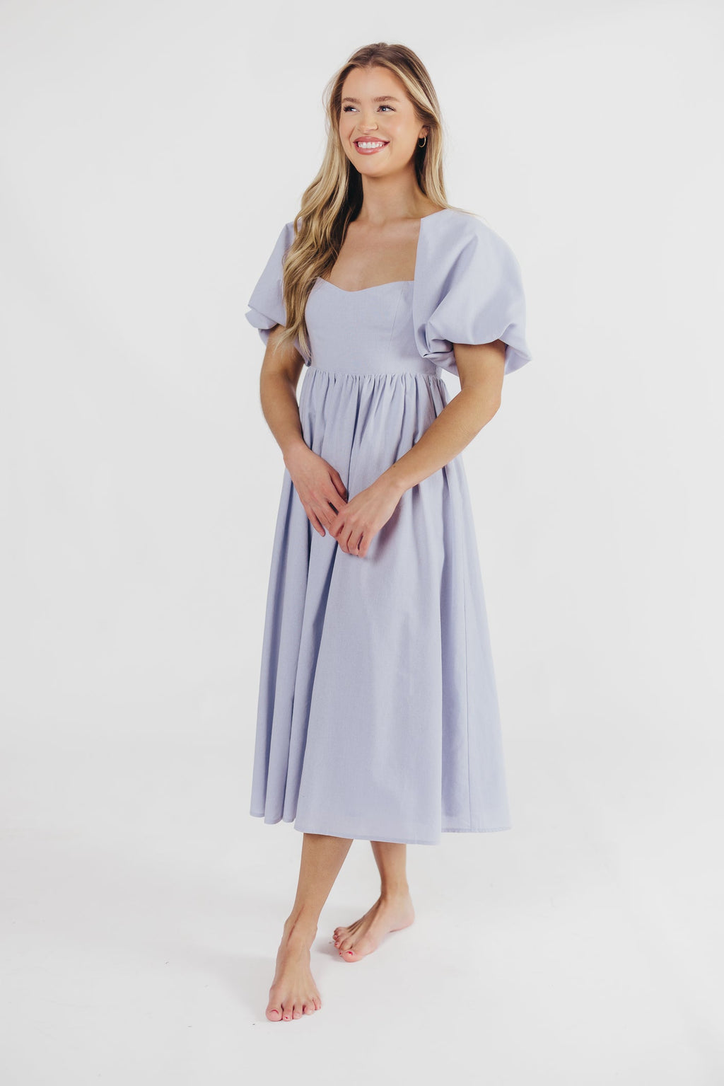 Hamilton Midi Dress in Light Blue - Bump Friendly & Inclusive Sizing (S-2XL) Restocking in Jan 2026