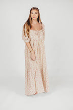 Cara 100% Cotton Maxi Dress in Pink/Brown Floral *Final-Sale*