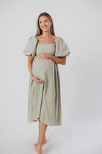 Hamilton Midi Dress in Olive - Bump Friendly (S-2XL)