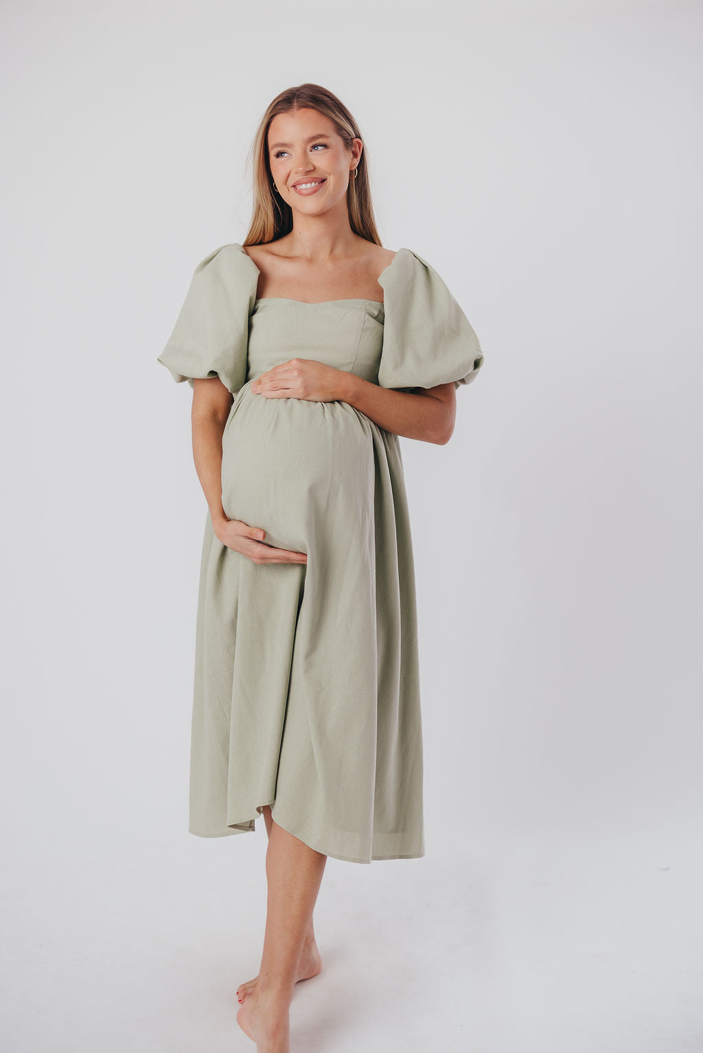 Hamilton Midi Dress in Olive - Bump Friendly (S-2XL)