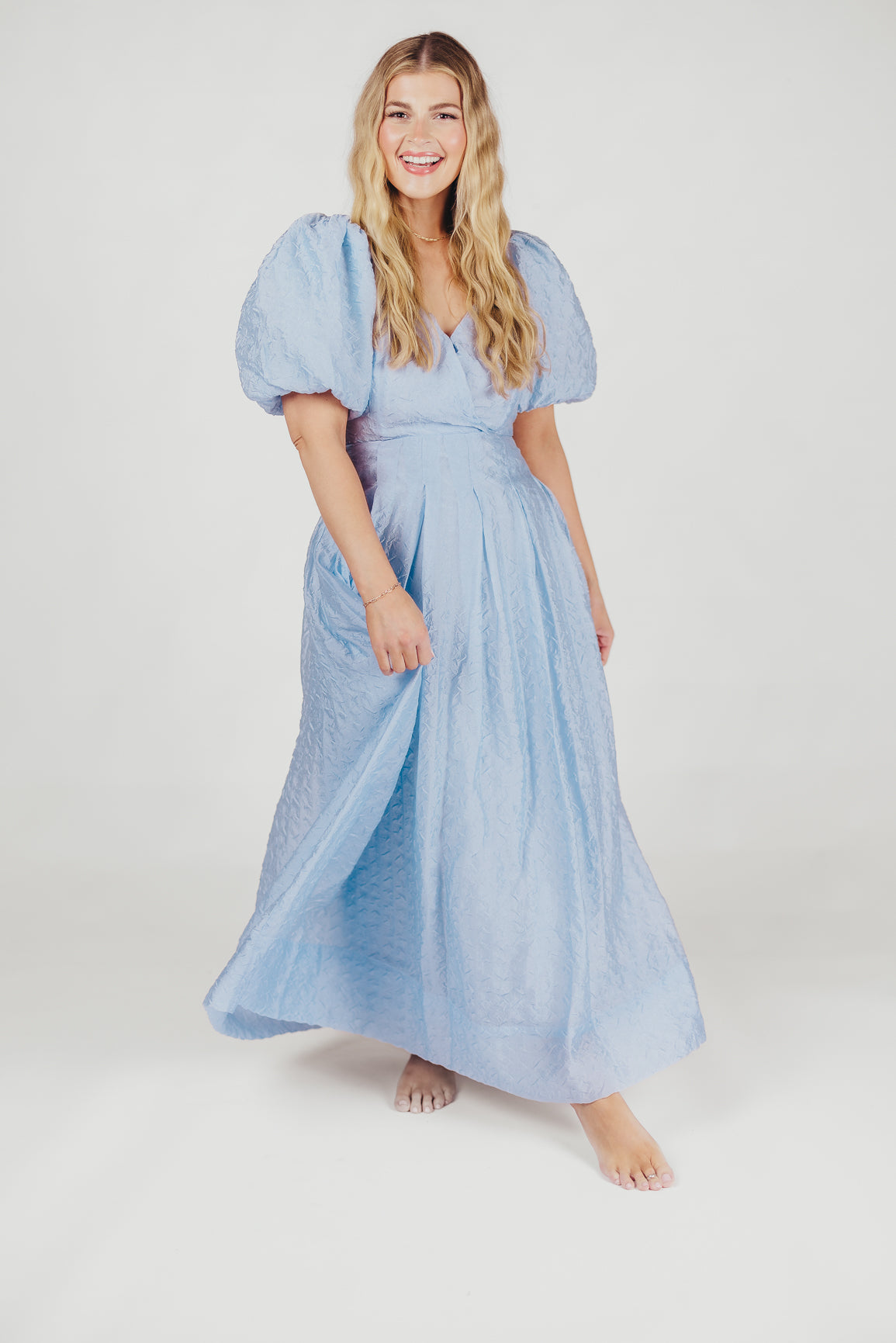 ASTR Linette Jacquard Midi Dress in Blue