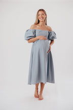 Hamilton Midi Dress in Denim Blue - Bump Friendly (S-XL)