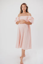 Hamilton Midi Dress in Pink - Bump Friendly (S-2XL) Restocking in Jan 2026