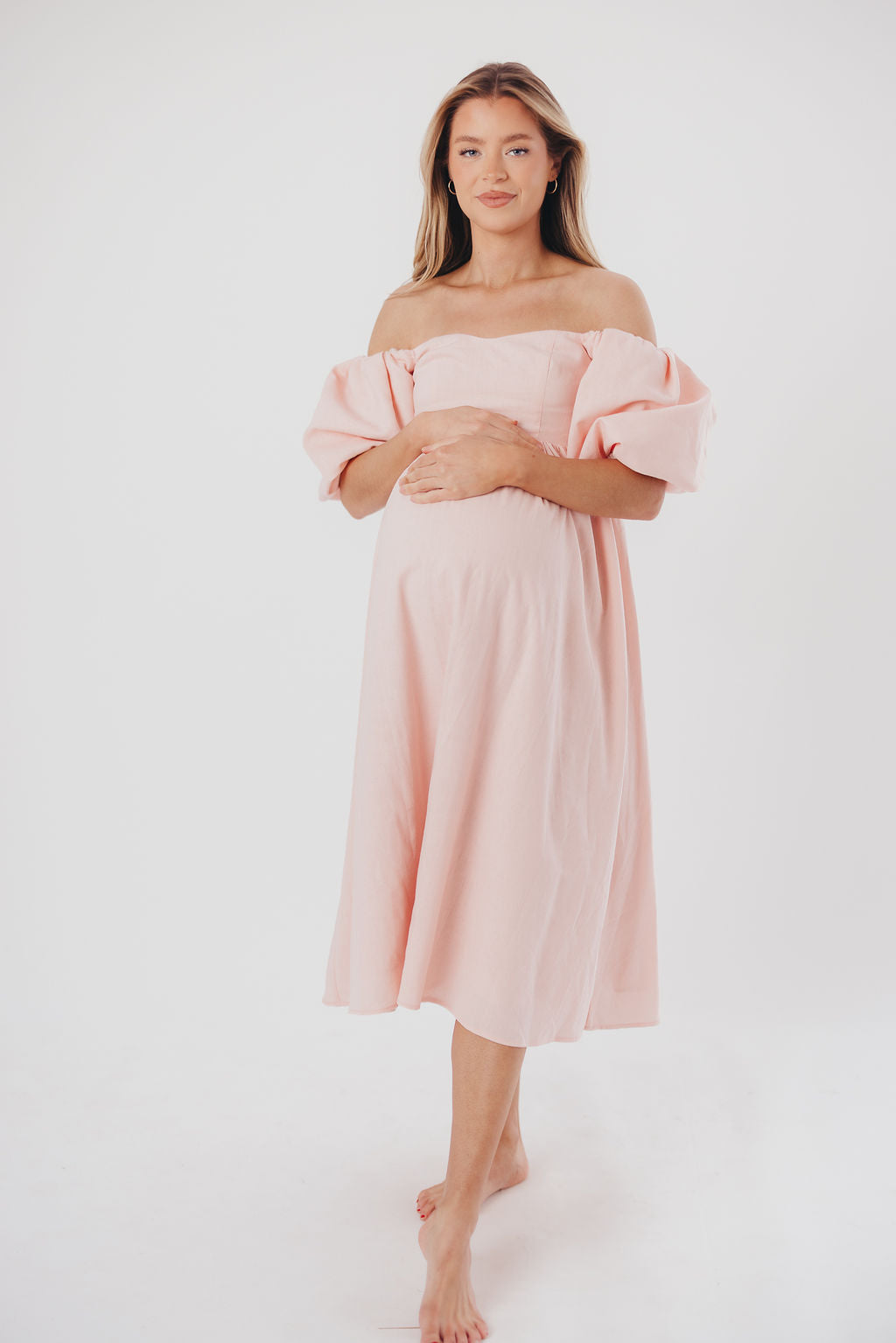 Hamilton Midi Dress in Pink - Bump Friendly (S-2XL) Restocking in Jan 2026
