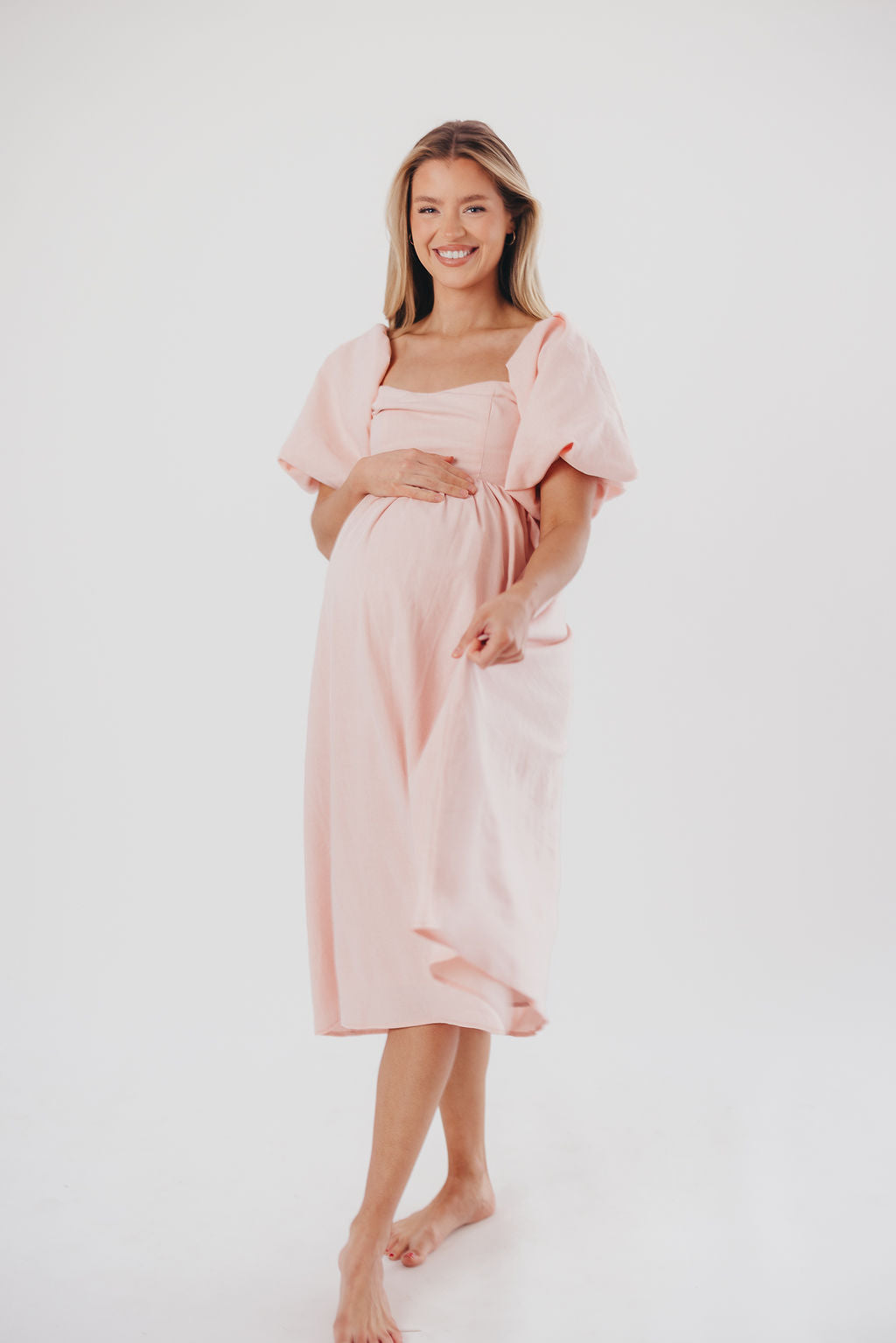 Hamilton Midi Dress in Pink - Bump Friendly (S-2XL) Restocking in Jan 2026