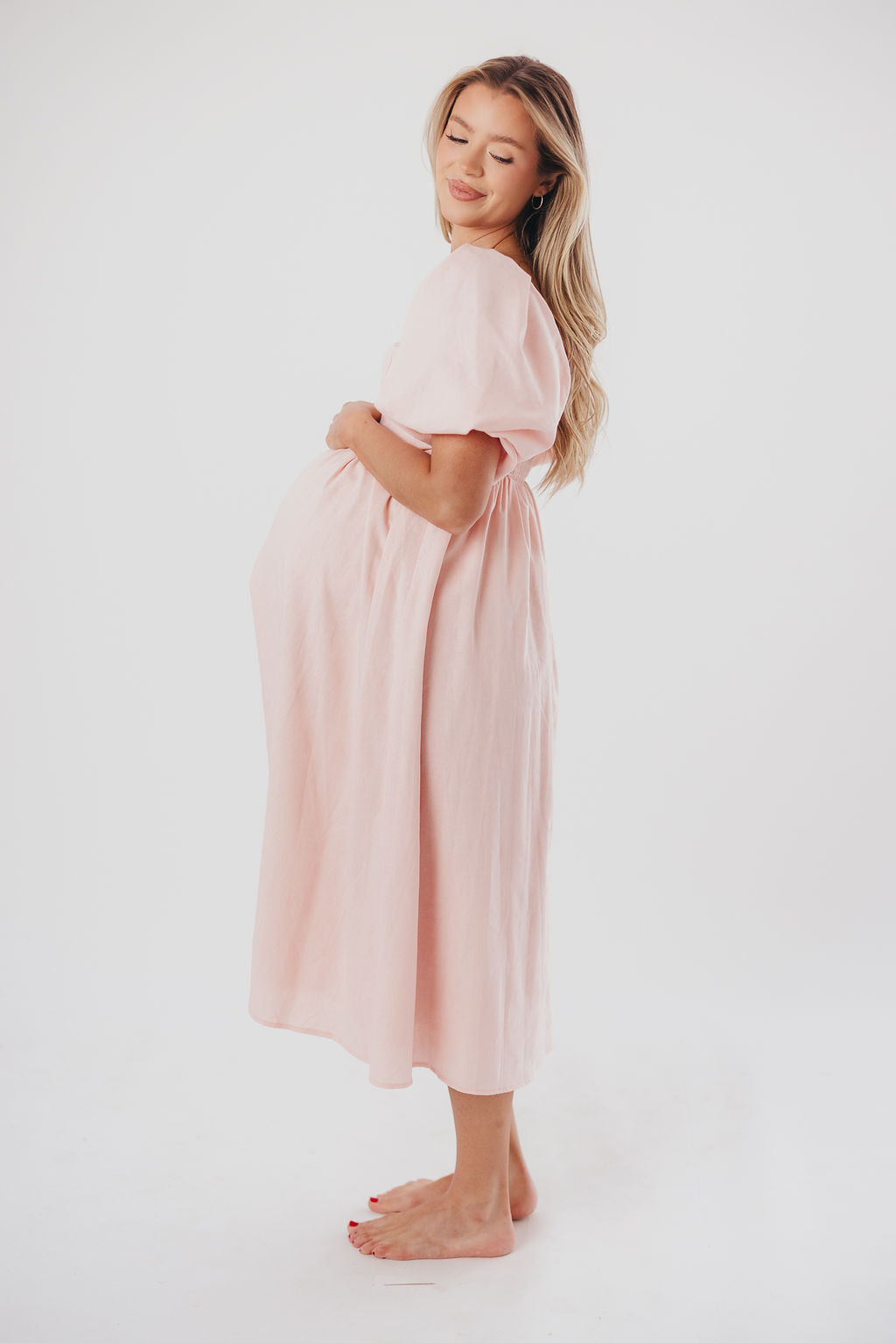 Hamilton Midi Dress in Pink - Bump Friendly (S-2XL) Restocking in Jan 2026
