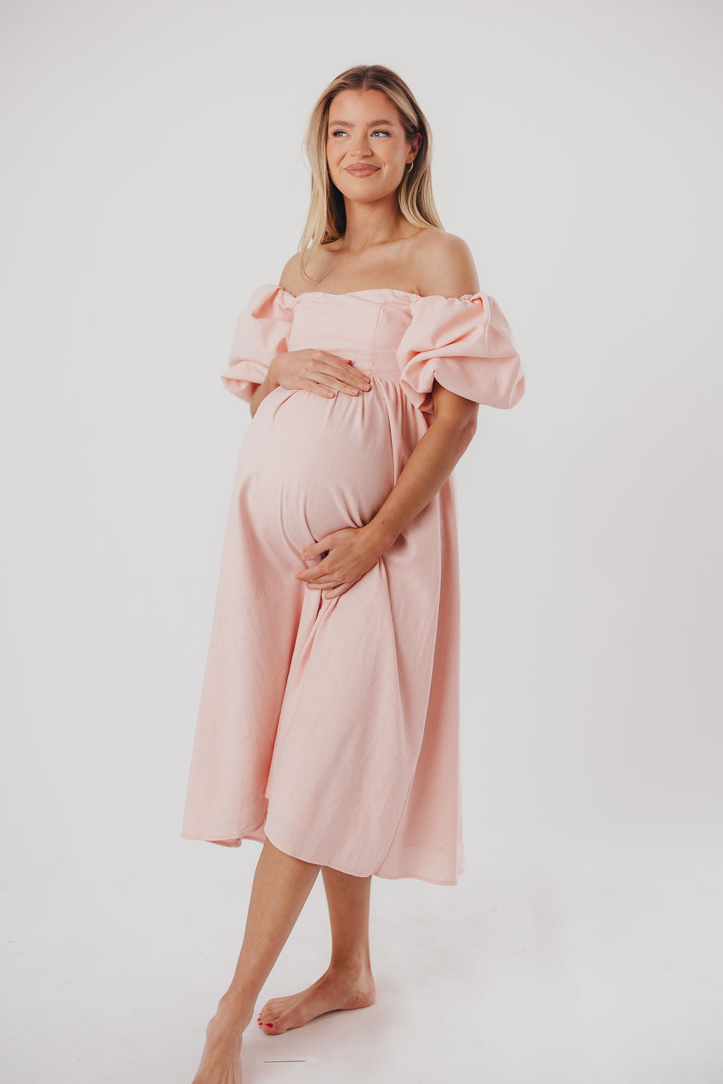 Hamilton Midi Dress in Pink - Bump Friendly (S-2XL) Restocking in Jan 2026