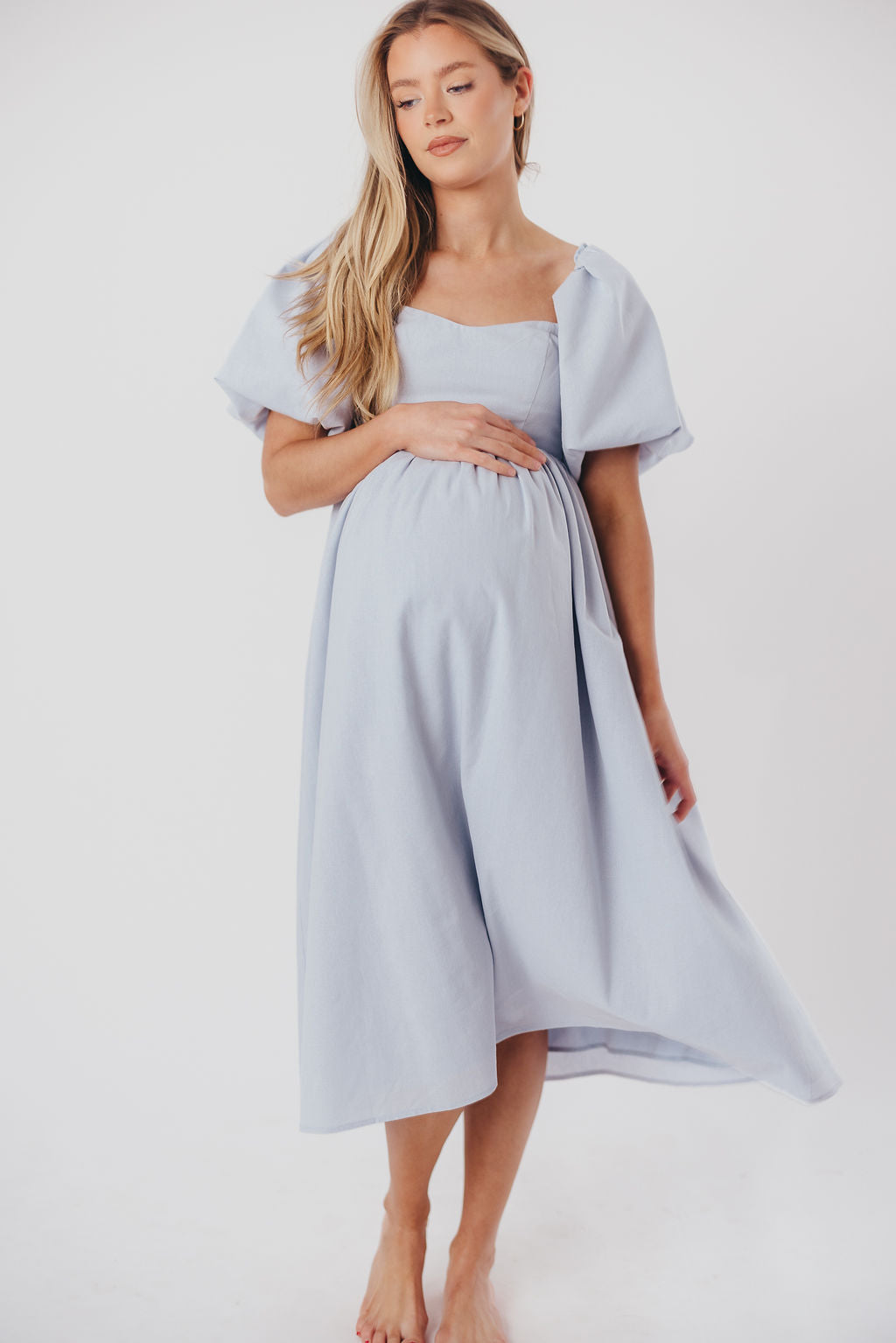 Hamilton Midi Dress in Light Blue - Bump Friendly & Inclusive Sizing (S-2XL) Restocking in Jan 2026