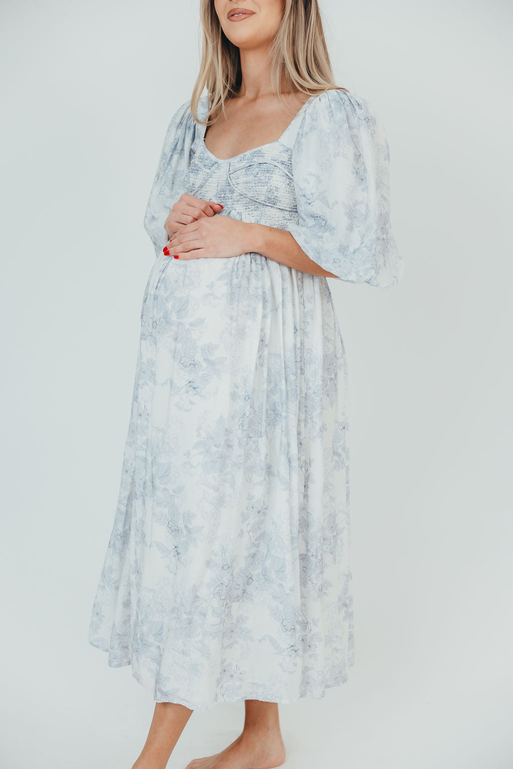Harlow Maxi Dress in Light Blue Floral - Bump Friendly and Size Inclusive