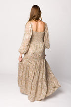 Daphne Long Sleeve Maxi Dress in Beige/Multi Floral - Bump Friendly & Inclusive Sizing (XS-3XL)