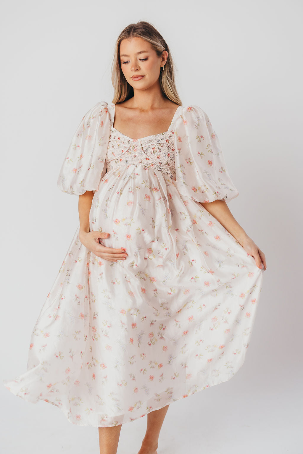 Harlow Maxi Dress in Tiny Pink Floral - Bump Friendly & Inclusive Sizing (S-3XL) *Final-Sale*