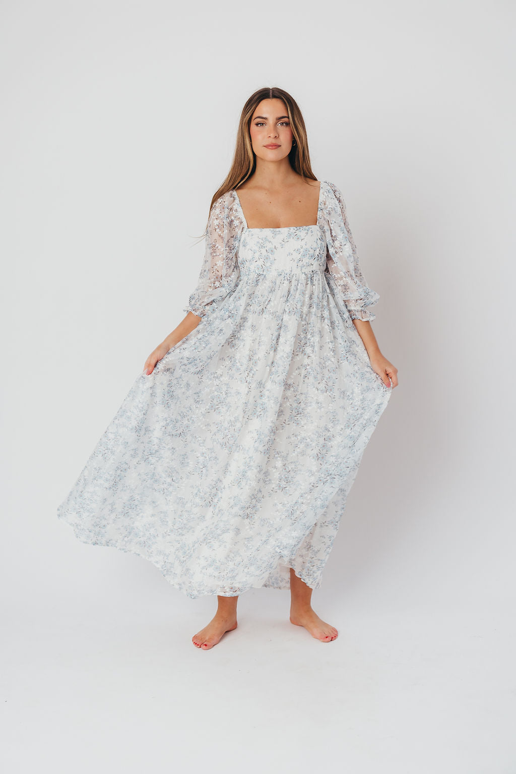 Mona Maxi Dress in Blue White
