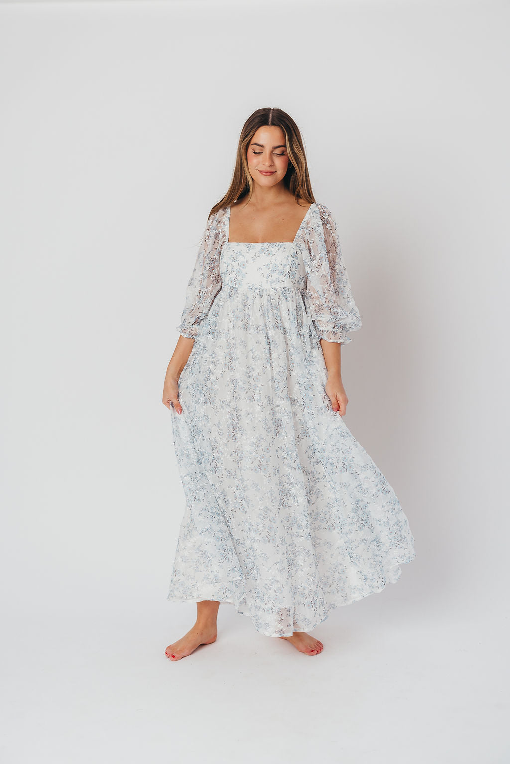 Mona Maxi Dress in Blue White