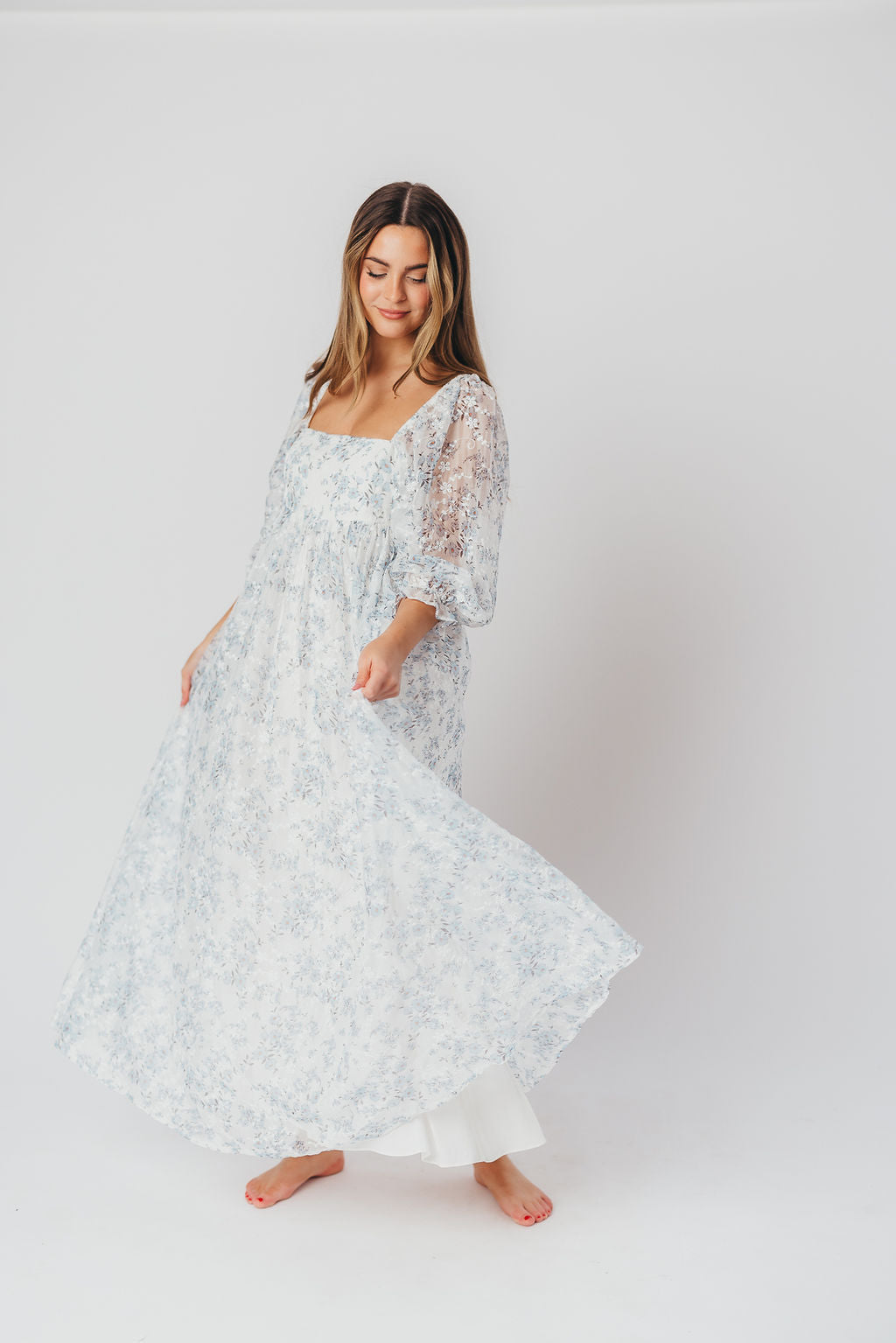 Mona Maxi Dress in Blue White