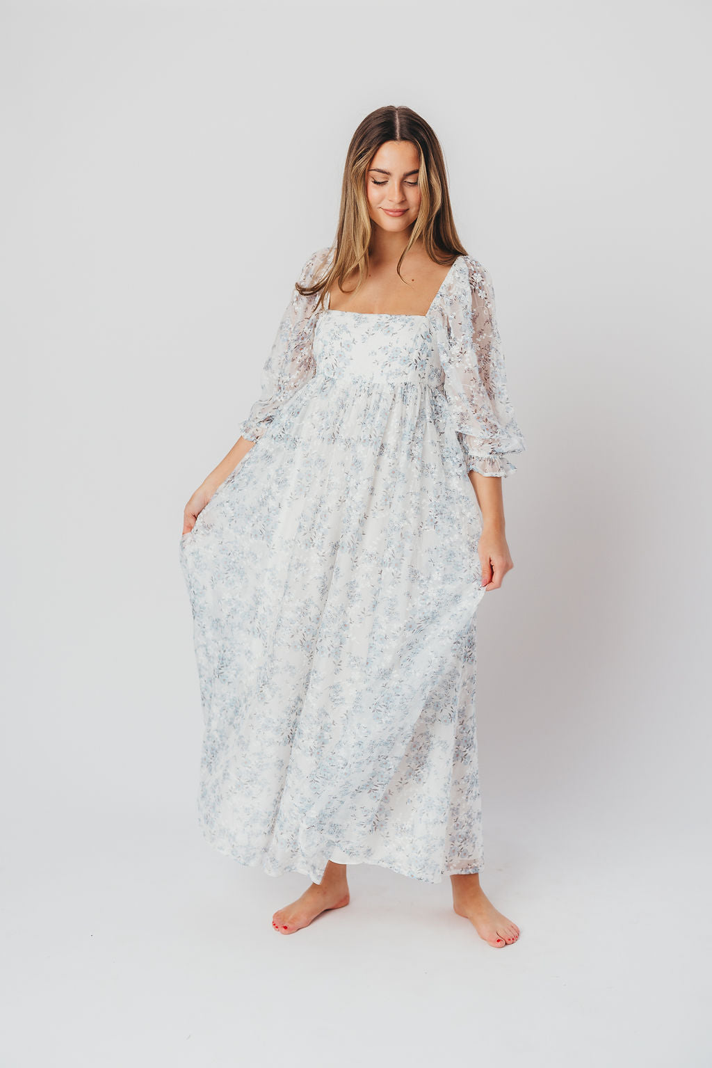 Mona Maxi Dress in Blue White