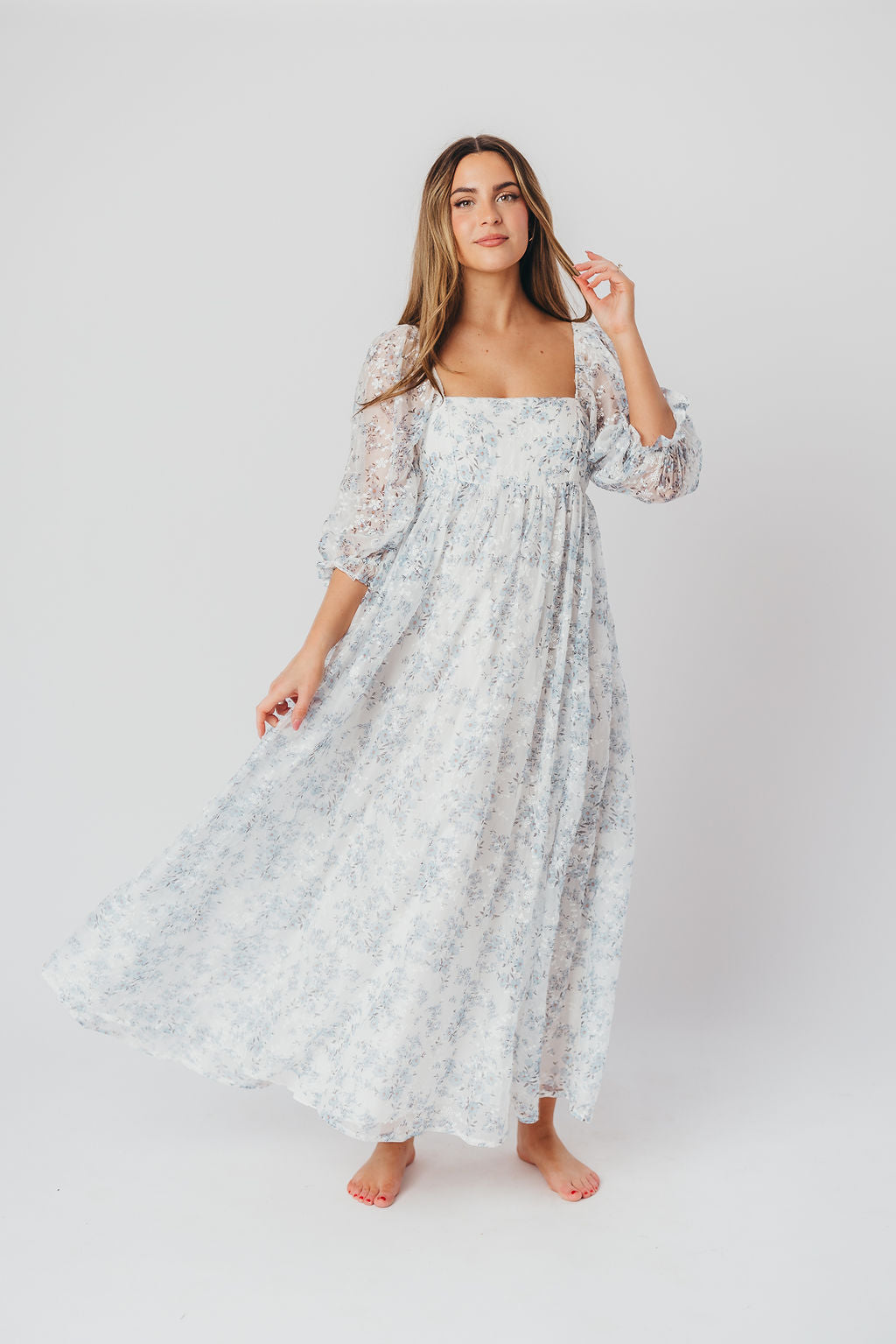 Mona Maxi Dress in Blue White