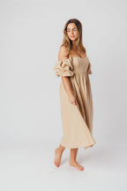 Hamilton Midi Dress in Taupe - Bump Friendly (S-2XL) *Final-Sale*