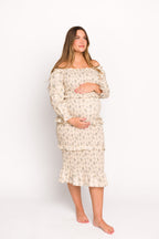 Lila Floral Printed Smocked Midi Dress in Blue - Bump Friendly *Final-Sale*