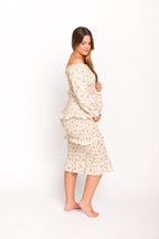 Lila Floral Printed Smocked Midi Dress in Blue - Bump Friendly *Final-Sale*