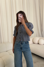 Bekah Gingham Top in Navy