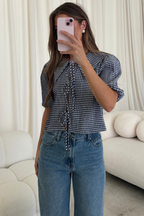 Bekah Gingham Top in Navy