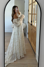 Delilah Maxi Dress With Train in Cream Floral - Bump Friendly