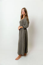 Cecilia 100% Cotton Smocked Maxi Dress in Forest Foliage - Bump Friendly