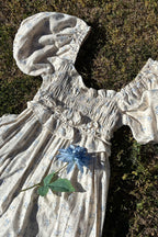 Finley 100% Cotton Peplum Midi Dress in Ivory/Blue - Bump & Nursing Friendly