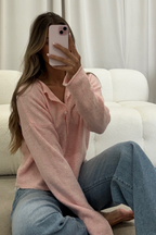 Dani Classic Lightweight Button Down Cardigan Top in Sherbet