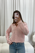 Dani Classic Lightweight Button Down Cardigan Top in Sherbet