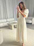 Nara 100% Cotton Maxi Dress in Ivory Multi - Bump Friendly