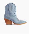 Leather Leila Sky Blue Texan Booties Made in Italy *Final-Sale*