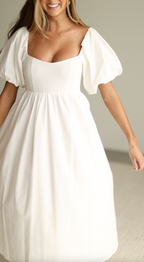 Hamilton Midi Dress in Off-White - Bump Friendly (S-2XL)