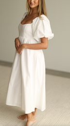 Hamilton Midi Dress in Off-White - Bump Friendly (S-2XL)