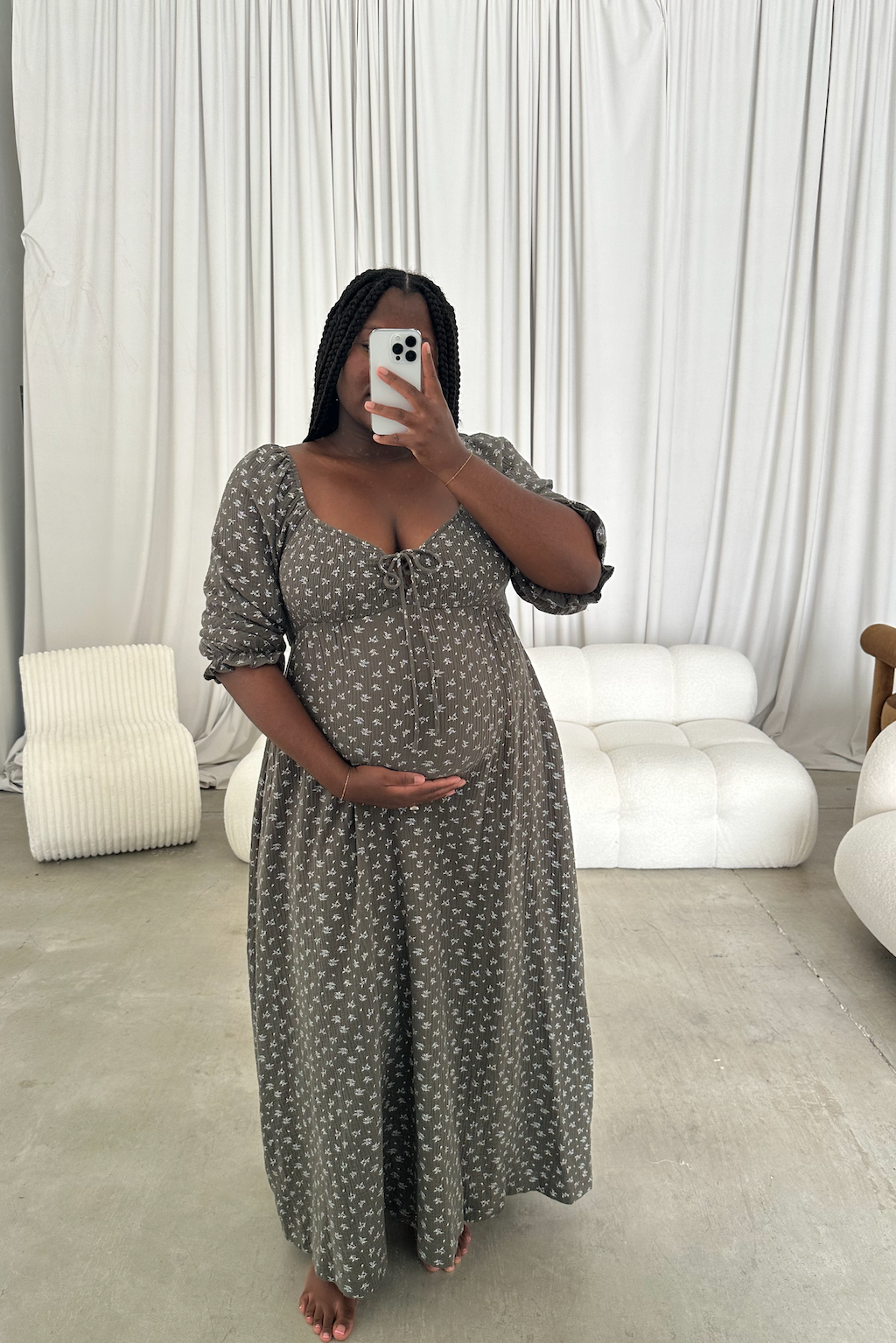 Cecilia 100% Cotton Smocked Maxi Dress in Forest Foliage - Bump Friendly