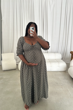 Cecilia 100% Cotton Smocked Maxi Dress in Forest Foliage - Bump Friendly