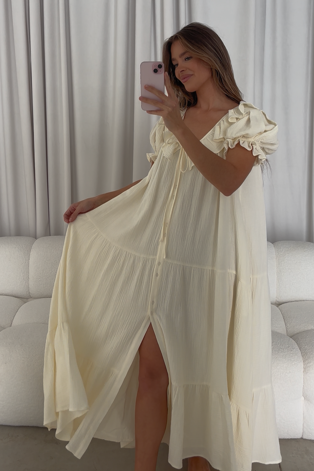 Sunday Maxi Dress in Cream - Bump Friendly