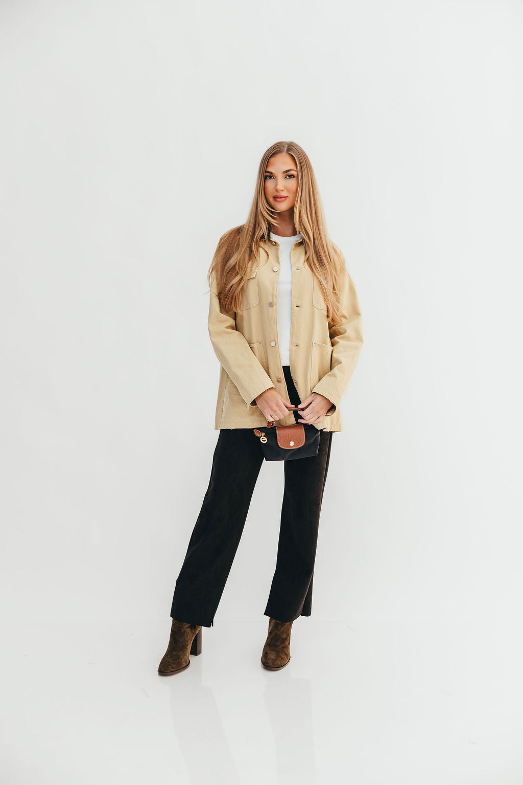 Weston Contrast Collar Barn Jacket in Khaki