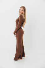 Cru Tiny Ribbed Maxi Dress in Chocolate Brown - Bump Friendly *Final Sale*