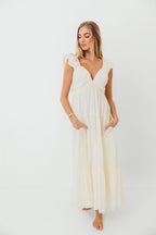 Katy Pleated Bodice Maxi Dress in Cream - Bump Friendly (Last Restock of the Year)