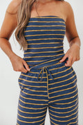Jennifer Striped Tube Top in Vintage Navy