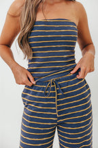Jennifer Striped Tube Top in Vintage Navy
