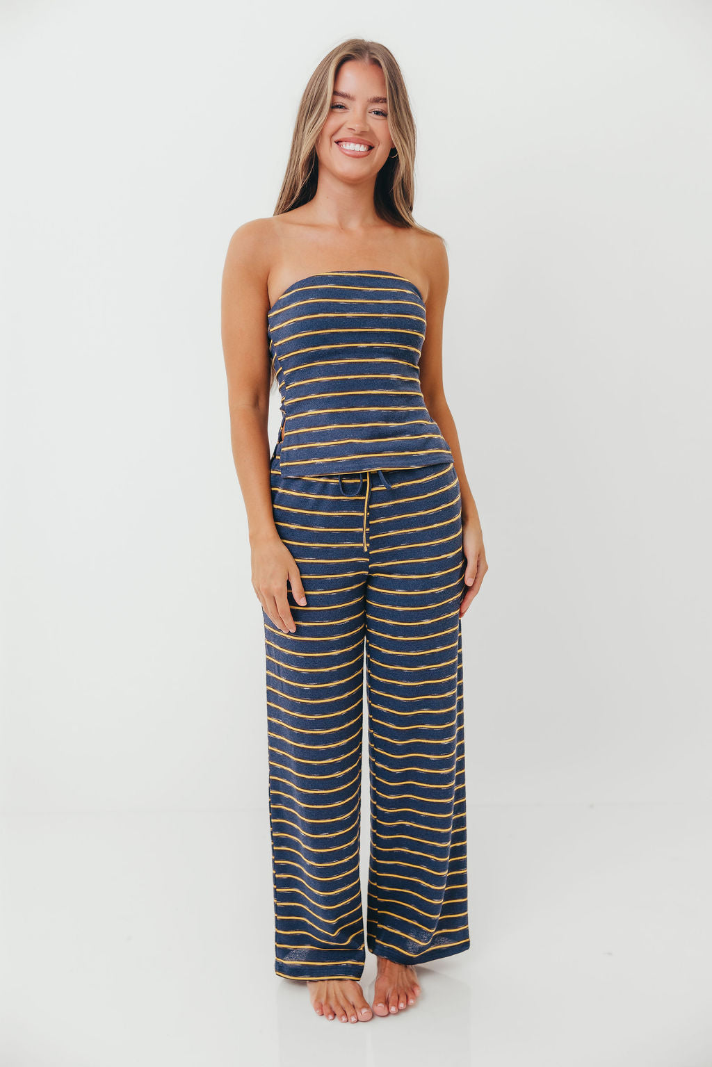Jennifer Striped Tube Top in Vintage Navy