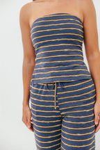 Jennifer Striped Tube Top in Vintage Navy